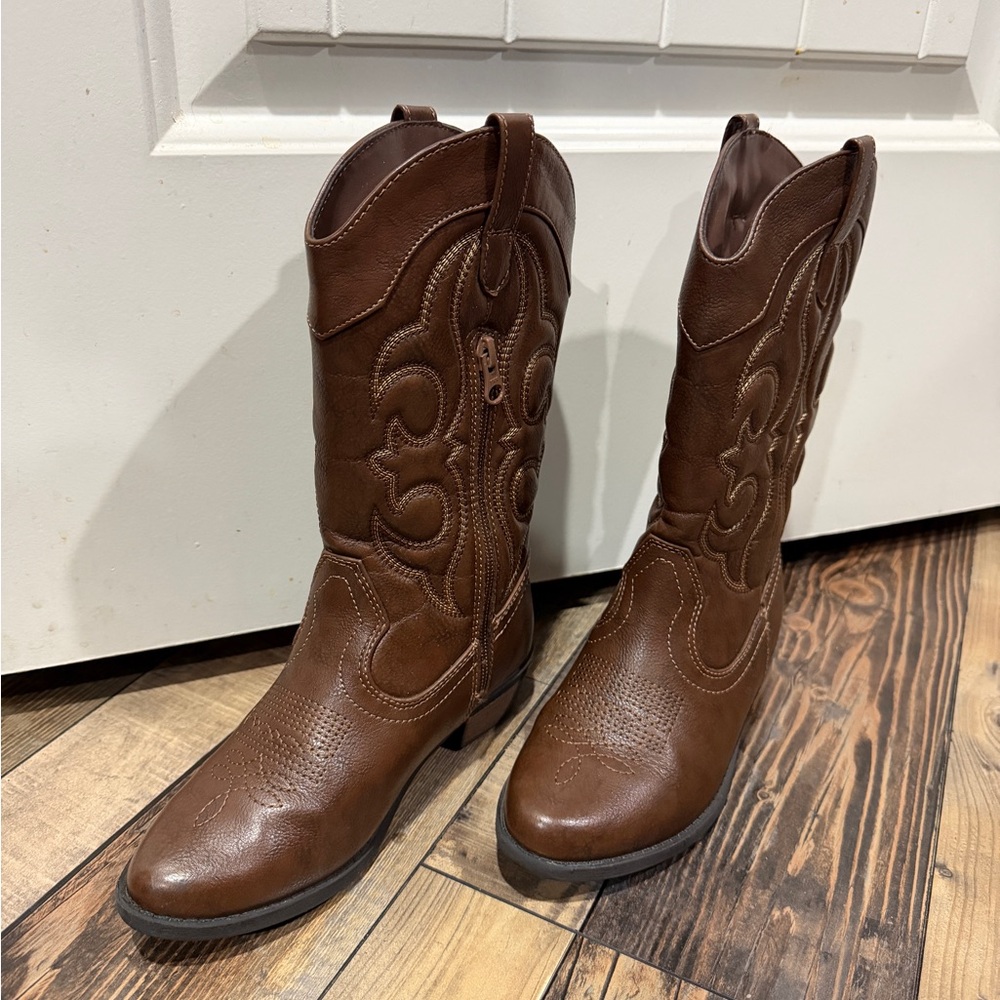 Brown Western Style Girls'Boots